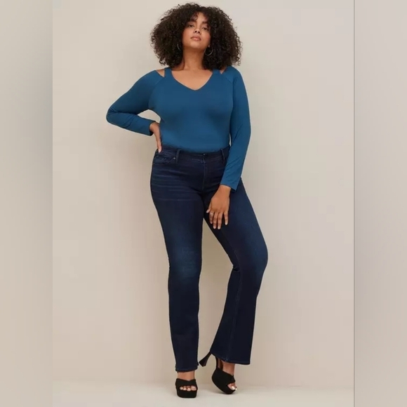 Torrid Super Soft Cut Out Knit Long Sleeve Tee 2X And WT New Blue - Picture 3 of 10